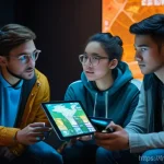 탕탕특공대 희귀 아이템 드롭율 - **Prompt:** "A diverse group of three young adults, dressed in casual, modern clothing suitable for ...